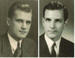 Pappa W. Dale Brown (vänster) ca 20 år, i slutet av 1930-talet, och hans son Randall B. Brown, också 20 år, i slutet av 1960-talet. De var båda högskolestudenter då. [Inlämnat av Randy Brown]