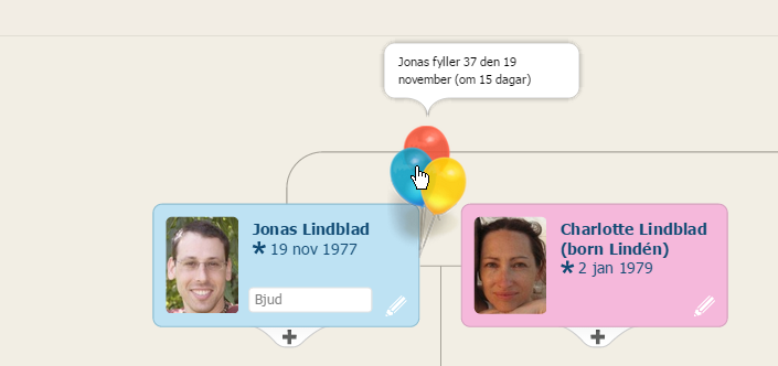 Födelsedagar: Klicka på ballongen för att skicka en hälsning (klicka för större bild). Födelsedagar: Klicka på ballongen för att skicka en hälsning (klicka för större bild).