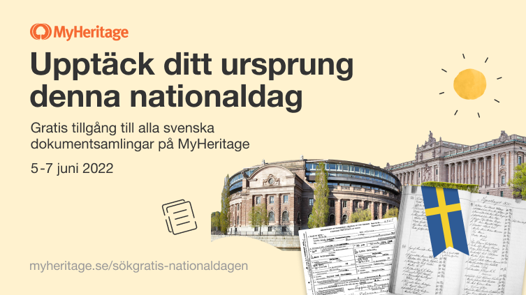 Fira nationaldagen med gratis svenska dokument på MyHeritage!