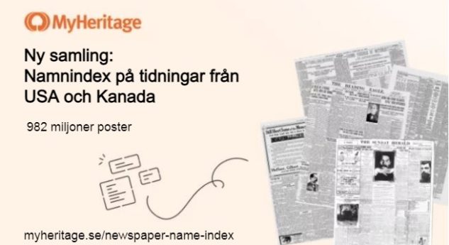 MyHeritage publicerar nytt namnindex från amerikanska och kanadensiska historiska tidningar, med nästan en miljard namn