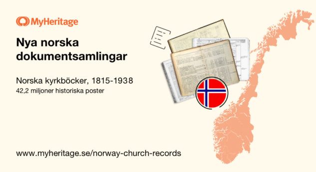 MyHeritage släpper en stor samling av historiska kyrkböcker från Norge, 1815–1938