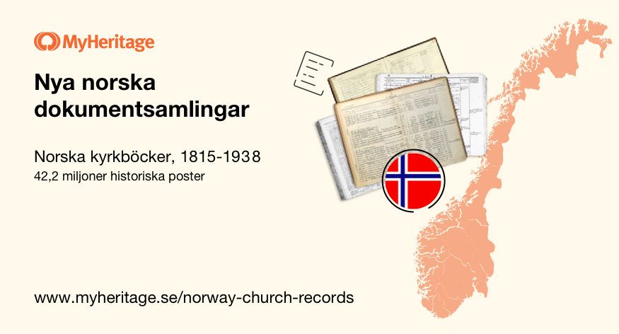 MyHeritage släpper en stor samling av historiska kyrkböcker från Norge, 1815–1938