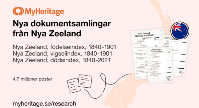 MyHeritage publicerar tre dokumentsamlingar från Nya Zeeland