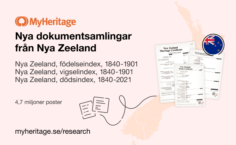 MyHeritage publicerar tre dokumentsamlingar från Nya Zeeland