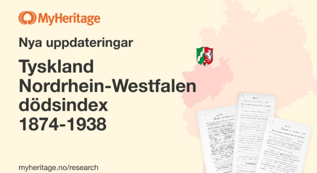 MyHeritage uppdaterar Tyskland, Nordrhein-Westfalen, dödsindex 1874-1938