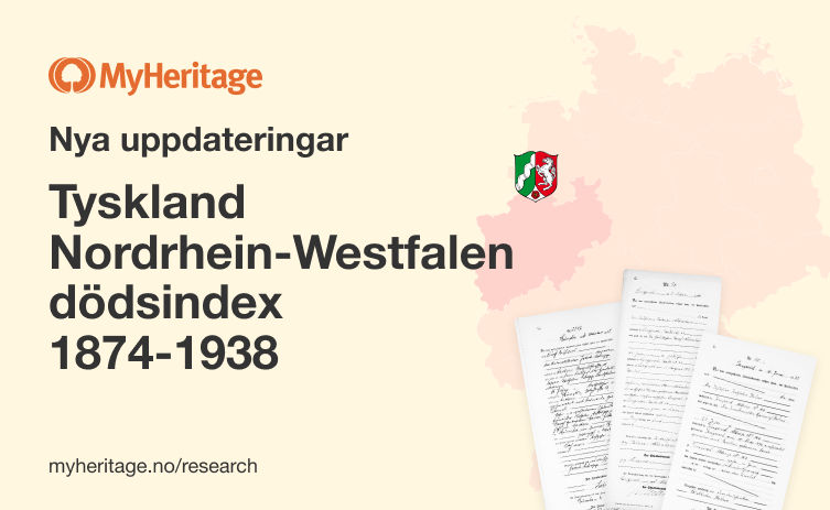 MyHeritage uppdaterar Tyskland, Nordrhein-Westfalen, dödsindex 1874-1938