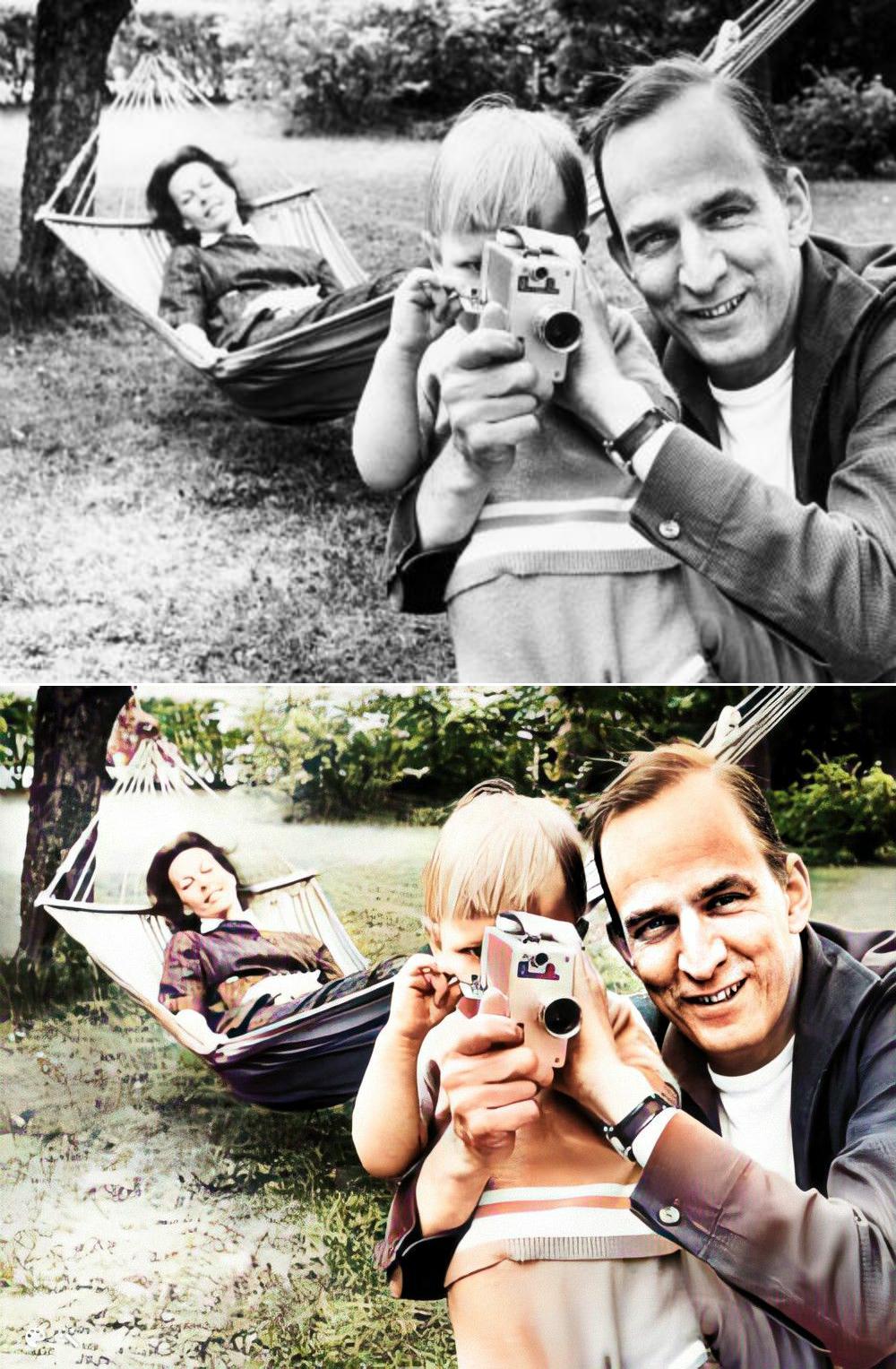 Ingmar Bergman med sin son Daniel, och Kabi Laretei som han var gift med 1959–1969 Kredit: Lennart Nilsson/Oscilloscope Laboratories