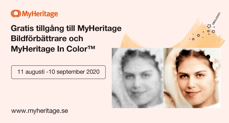 MyHeritage Bildförbättrare och MyHeritage In Color™ är nu gratis i en hel månad!