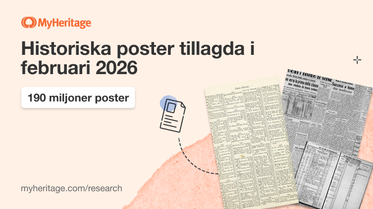 MyHeritage lägger till 190 miljoner poster i februari 2026