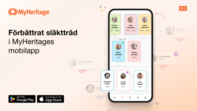 Nytt: Förbättrat släktträd i MyHeritages mobilapp