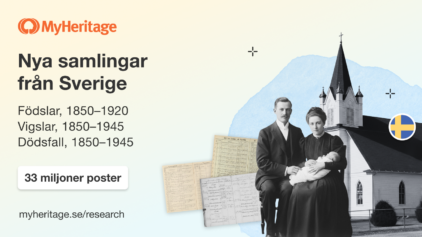 Svenska födelse-, vigsel- och dödssamlingar nu kompletta på MyHeritage