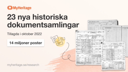 MyHeritage publicerar 23 dokumentsamlingar och 14 miljoner historiska poster i oktober 2022