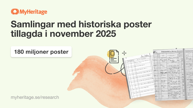 MyHeritage lägger till 180 miljoner historiska poster i november 2025