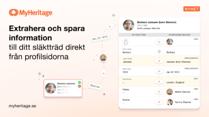 Nytt: Göra utdrag ur, och spara information till ditt träd direkt från profilsidorna