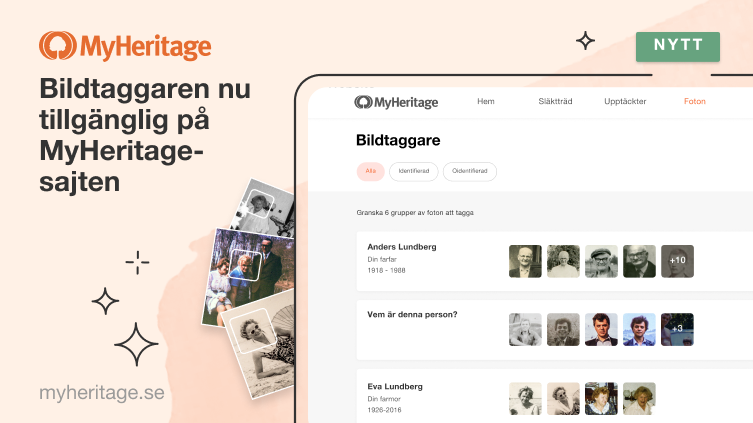 Nyhet: Bildtaggaren finns nu tillgänglig på MyHeritages webbplats