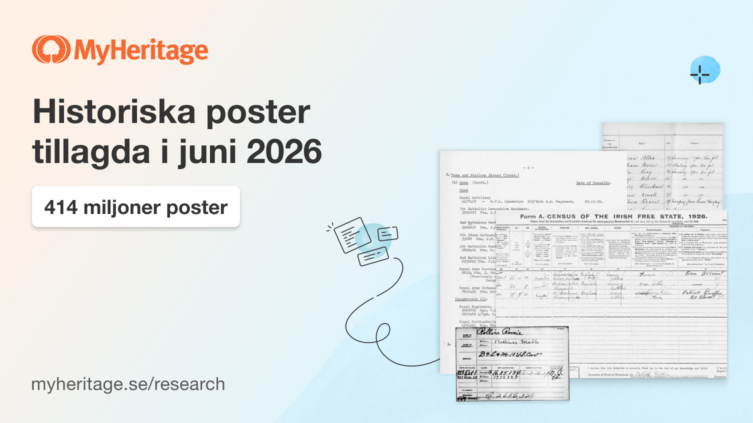 MyHeritage lägger till 414 miljoner historiska poster i juni 2026