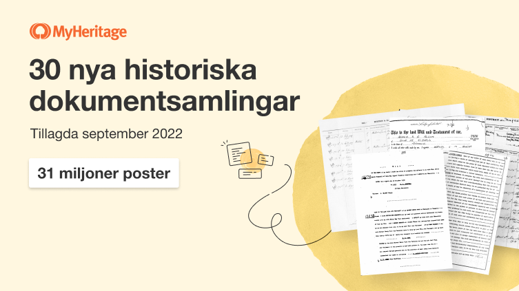 MyHeritage publicerar 30 nya historiska dokumentsamlingar och 31 miljoner poster under september 2022