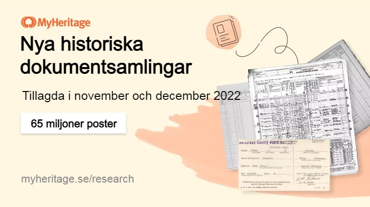 MyHeritage publicerade 65 miljoner poster under november och december 2022